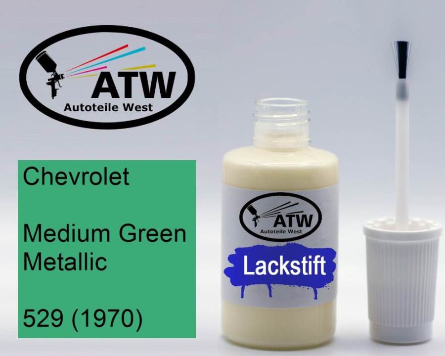 Chevrolet, Medium Green Metallic, 529 (1970): 20ml Lackstift, von ATW Autoteile West.